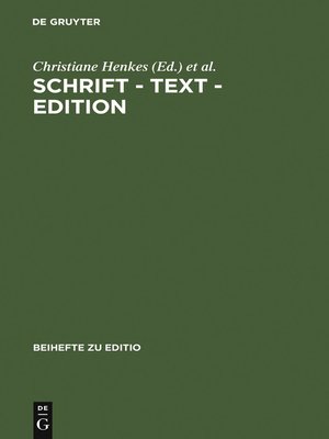 cover image of Schrift--Text--Edition